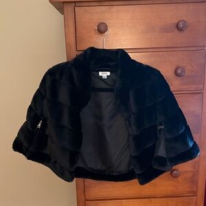 Badgley Mischka Black Faux Fur Cape